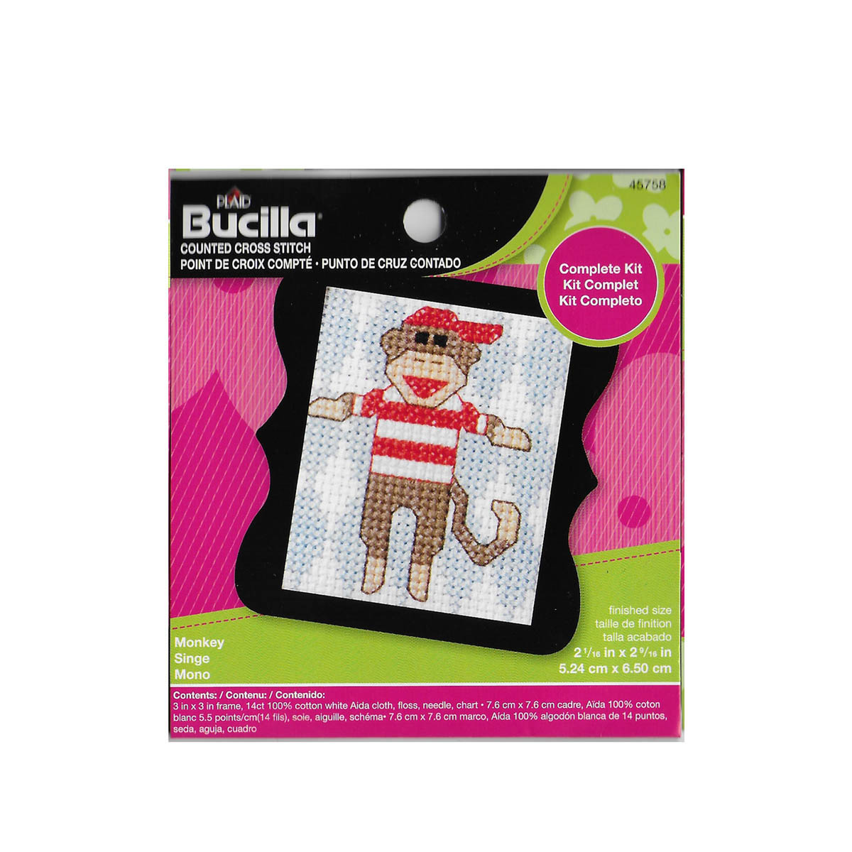 Beginner Monkey Cross Stitch Mini Kit